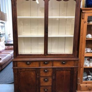 wooden draws & glass cabinets